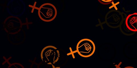 Light Orange vector background with woman symbols.