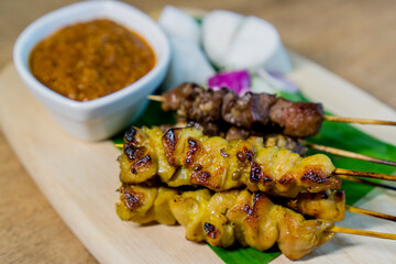 Chicken and beef satay.