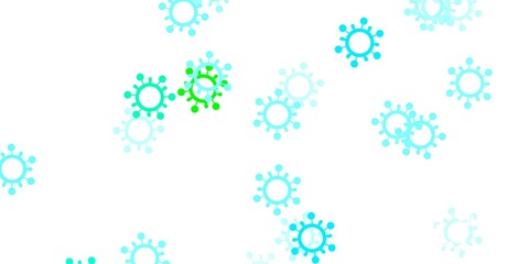 Fototapeta na wymiar Light blue, green vector pattern with coronavirus elements.