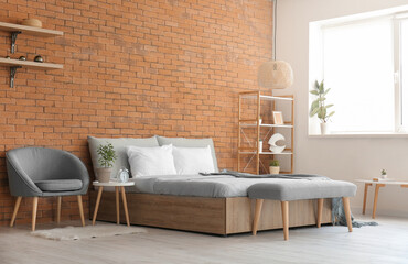 Obraz premium Stylish interior of modern bedroom