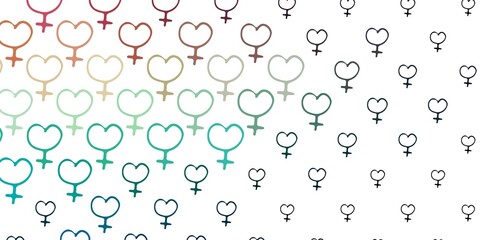 Light Blue, Red vector pattern with feminism elements.