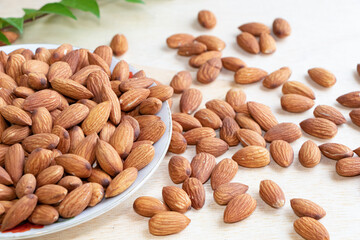 Almonds Delicious. Almonds isolated on white background.