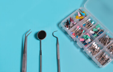 Professional Dentist tools in dental office Dental Hygiene and Health conceptual image