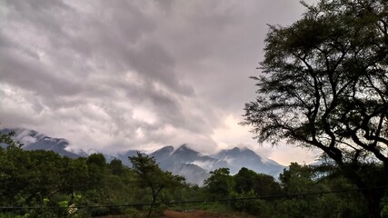 clouds over the mountains