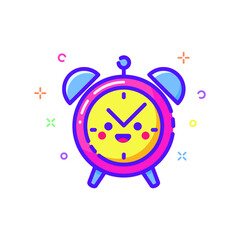 Illustration of cute alarm clock icon on isolated white background.