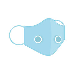 Isolated medical blue mask with respiratory system vector design