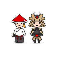 Samurai and samurai clothes vector