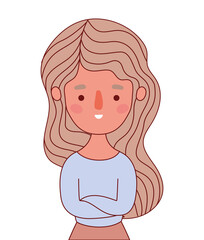 Avatar woman cartoon with brown hair vector design