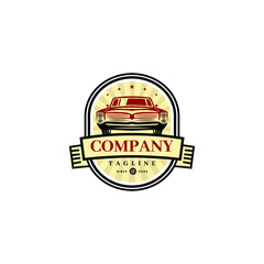 Classic/vintage car vector design inspiration. Auto car logo design template. Classic vehicle symbol logotype. A classic car symbol silhouette. Vintage car simple line art logo.