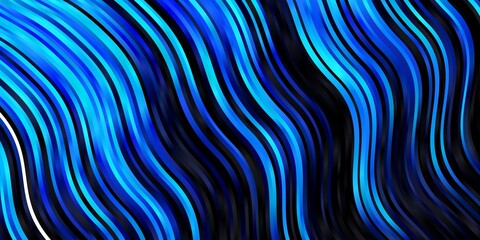 Dark BLUE vector backdrop with curves. Abstract illustration with bandy gradient lines. Pattern for booklets, leaflets.
