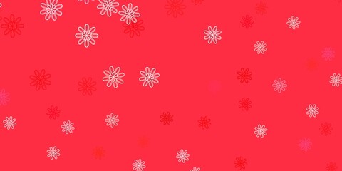 Light Red vector doodle texture with flowers.
