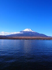 Blue sky and Mt.Fuji at lake Yamanaka