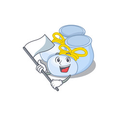 A heroic baby boy boots mascot character design with white flag