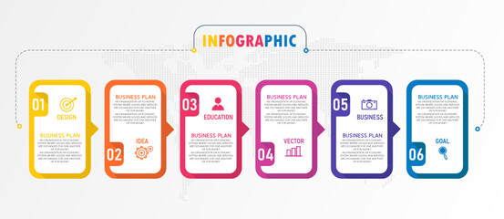 illustration Can be used for process, presentations, layout, banner,info graph There are 6 steps or layers.