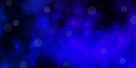 Dark BLUE vector template with circles. Glitter abstract illustration with colorful drops. Design for posters, banners.