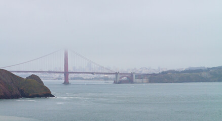 Foggy Sunrise on The Golden Gate Bridge,San Francisco,California,USA