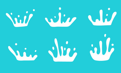 Obraz premium Milk crown badge and dairy labels with splashes and bolts. Milk badge with drop and splash for labels of package. Vector set.