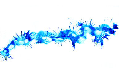 Watercolor drops texture. Colorful ink blots on white background.