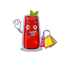 Obraz premium wealthy bloody mary cocktail cartoon character with shopping bags