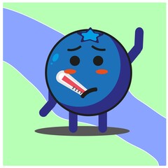 Cute blueberry fruit cartoon face mascot character with hand and leg vector design