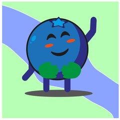 Cute blueberry fruit cartoon face mascot character with hand and leg vector design