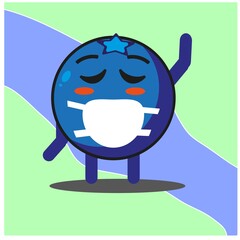 Cute blueberry fruit cartoon face mascot character with hand and leg vector design