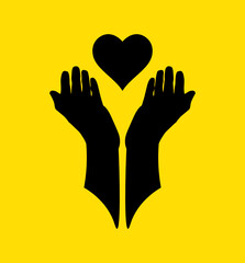 hand praying for peace and love symbol