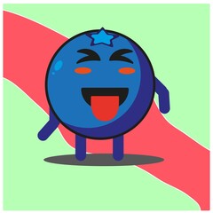 Cute blueberry fruit cartoon face mascot character with hand and leg vector design
