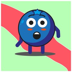 Cute blueberry fruit cartoon face mascot character with hand and leg vector design