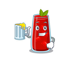A cartoon concept of bloody mary cocktail with a glass of beer
