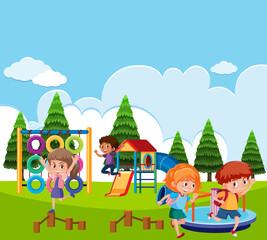 Obraz na płótnie Canvas Scene with children playing in the park