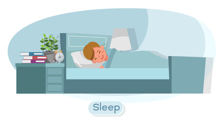 Children character vector design. Presentation in various action with emotions and sleep.