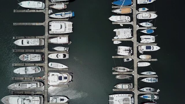 Yacht Parking Drone Footage Top View