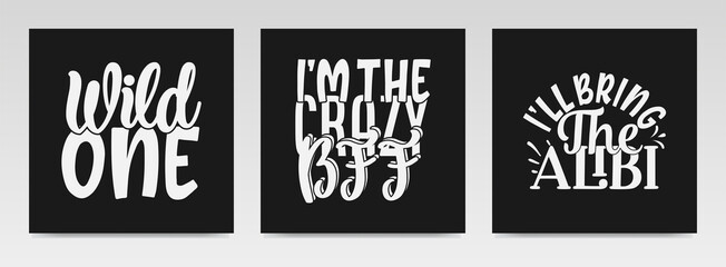 Best Friends quotes letter typography set illustration.