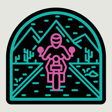 recommend clip art: Biker motorcycle nature wild line badge patch pin graphic illustration vector art t-shirt design