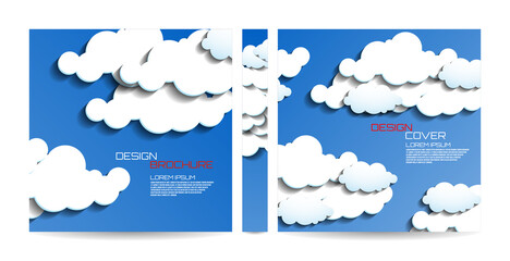 Brochure template with clouds. Magazine, poster, book, presentation, advertising. Abstract vector background. Cover design your text