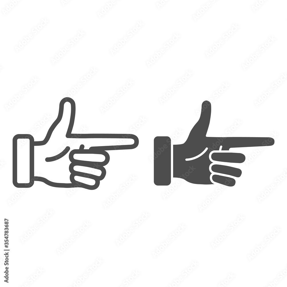 Aufkleber pointer hand line and solid icon, hand gestures concept, attention hand gesture sign on white backgr