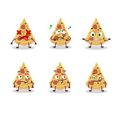 Slice of pizza cartoon character with nope expression