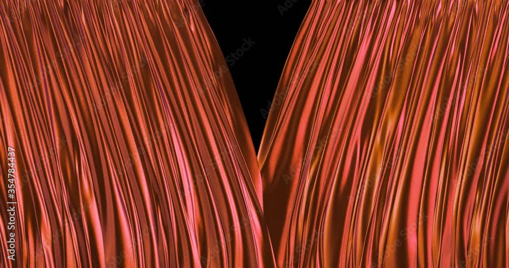 Poster 3d animated realistic simulation of the textured red curtain rendered as c4k, alpha matte is include