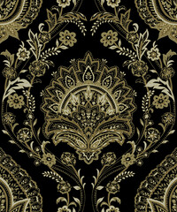 Hand-drawn Seamless Pattern Design, Paisley Style