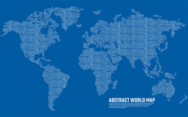 Abstract dotted world map. World map with points and dots. Vector illustration