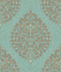 Hand-drawn Seamless Pattern Design, Paisley Style