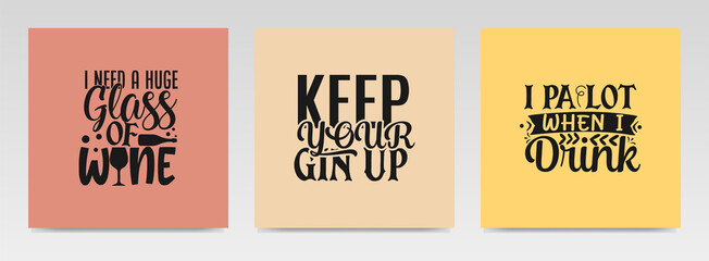 Big happy hour quotes letter typography set illustration.
