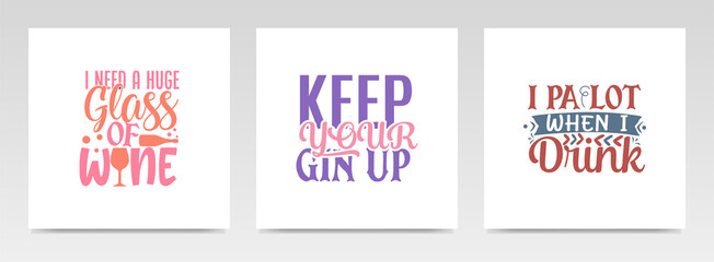 Big happy hour quotes letter typography set illustration.