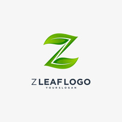 z letter leaf logotype brand