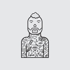Hipster character with tattoo
