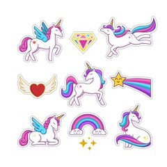 Cute unicorn stickers set vector design © boex