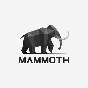 Geometric mammoth logo design template