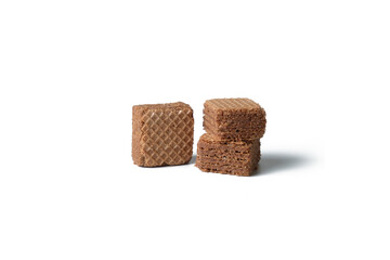 Chocolate Waffle isolated on white background.