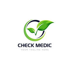 check medic logo, creative leaves vector